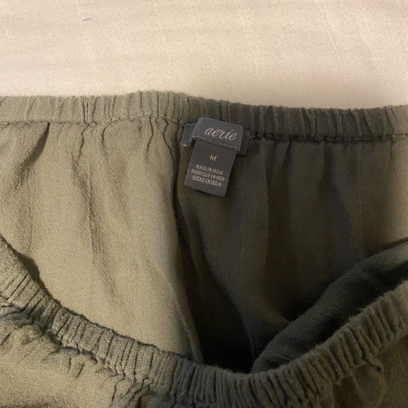 Aerie Off the Shoulder Cropped Blouse in Olive Green - Picture 3 of 3